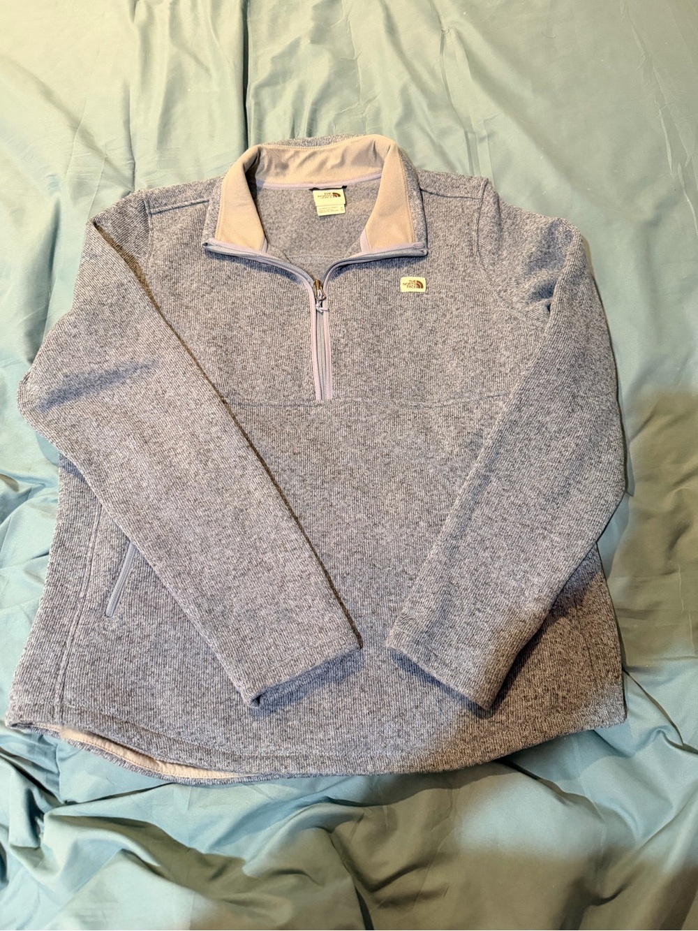The North Face Heathered Light Blue Quarter-Zip Fleece